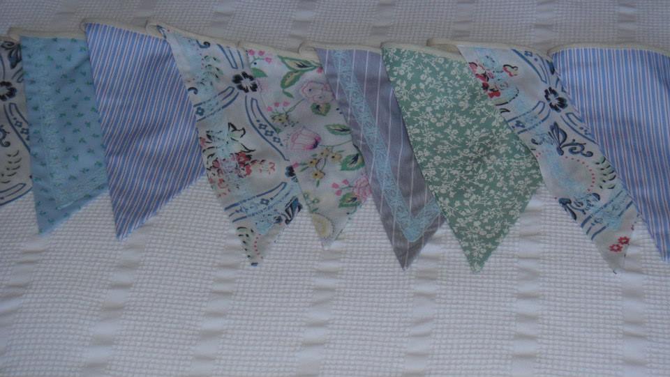 1930s delicate soft blue bunting