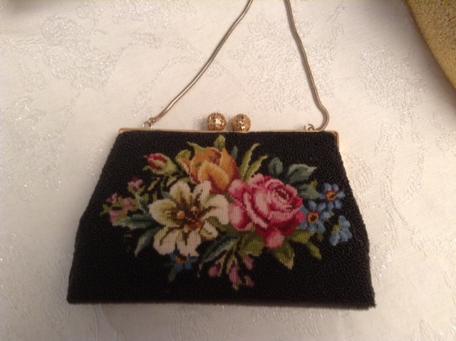 black embroidered bag